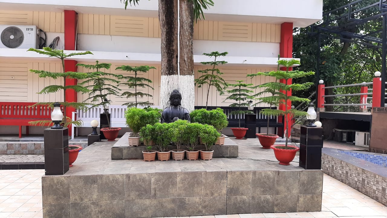 The Buddha garden, a quiet courtyard at the heart of campus